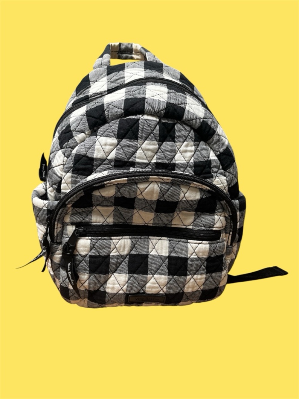 Vera Bradley Black and White Buffalo Check Quilted Mini Backpack